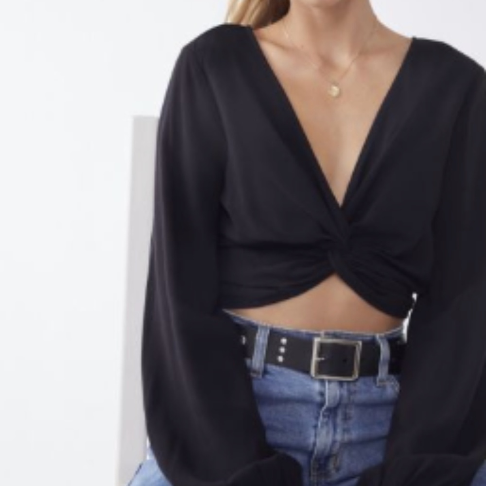 Urban Outfitters Cropped Black Long Sleeve Top